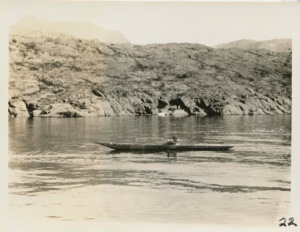 Image of Eskimo [Inuk] in kayak